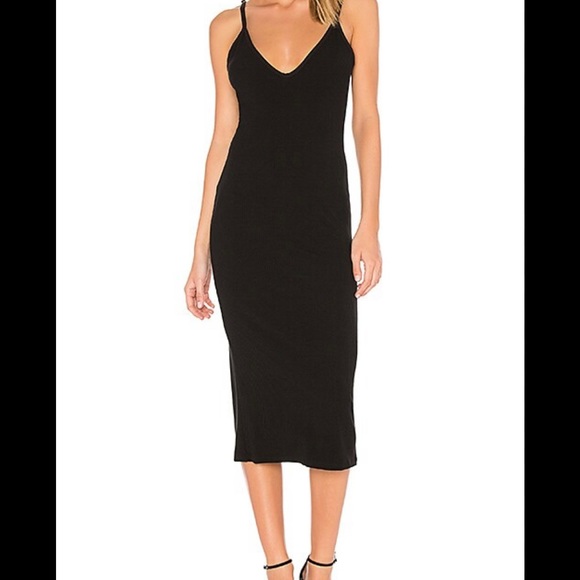 Flynn Skye Black Ribbed Knit Midi Dress Size Small - Picture 1 of 9